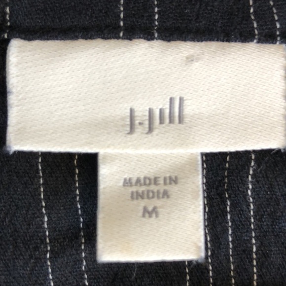 J. Jill Embroidered Popover Black Peasant Blouse Women's V-Neck Boho Size M - Picture 9 of 11